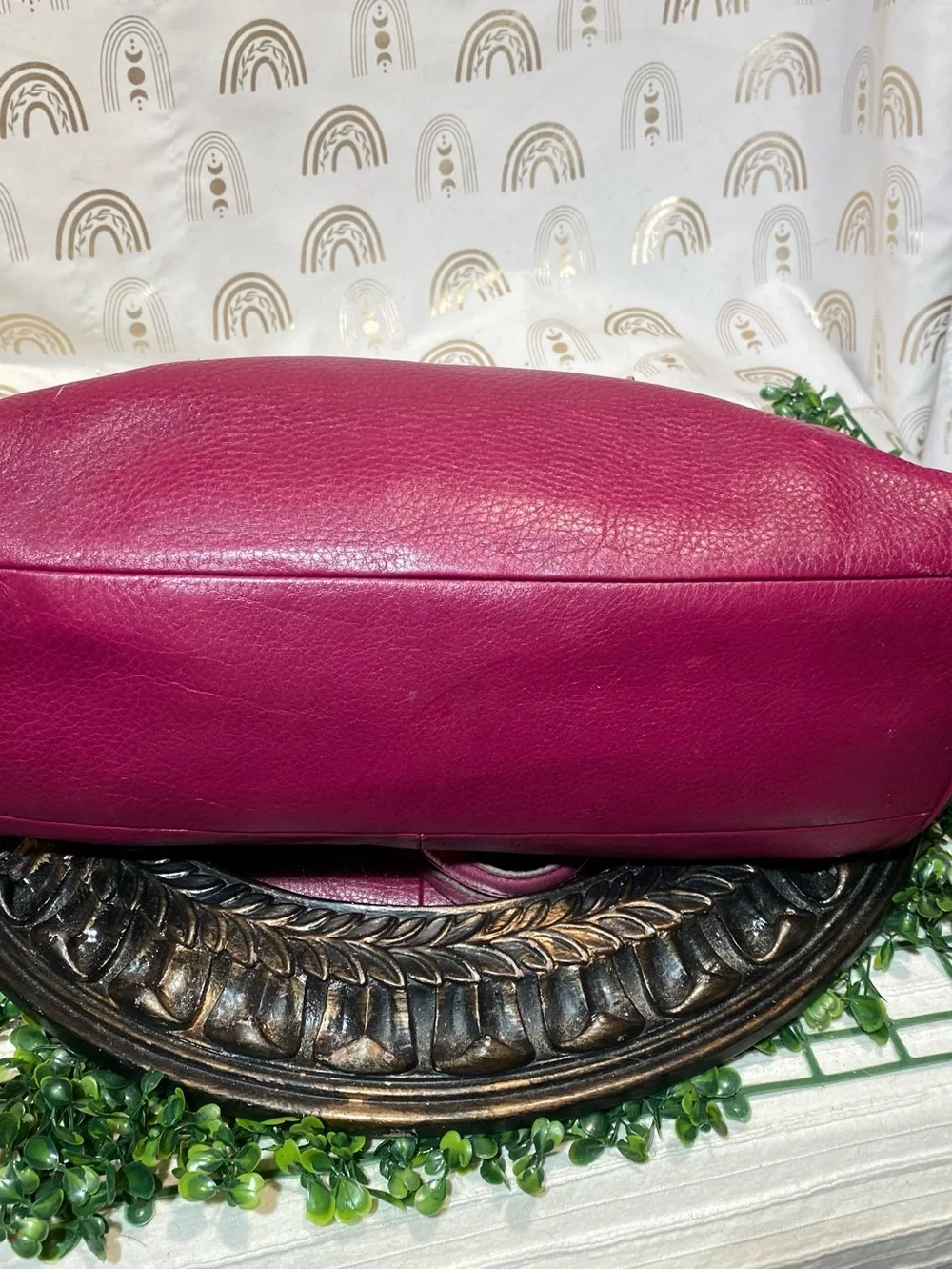 Coach Pebbled Leather Shoulder Bag - Magenta with Gold Hardware